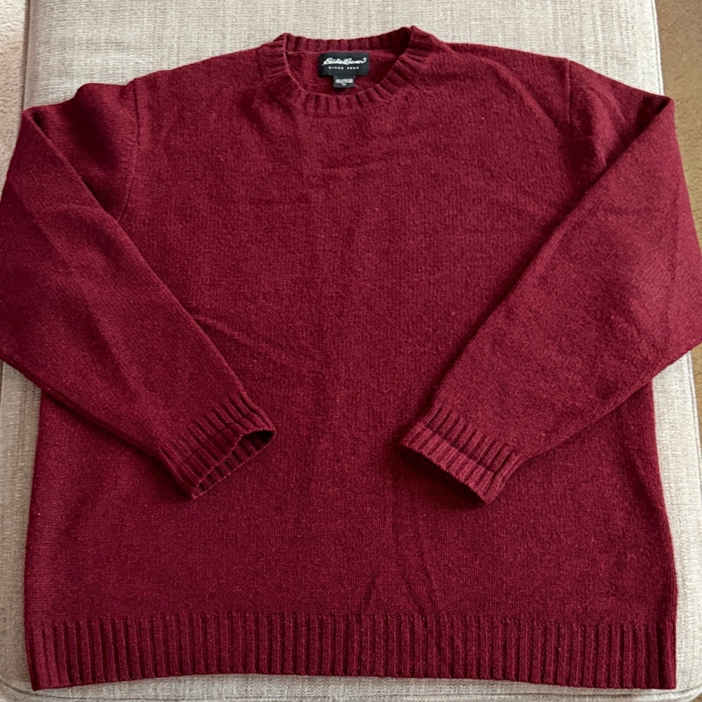 Eddie Bauer Men's Burgundy Crewneck Sweater, XL